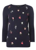 Dorothy Perkins Navy Floral Embroidered Top