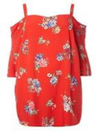 Dorothy Perkins Dp Curve Red Floral Print Bardot Top