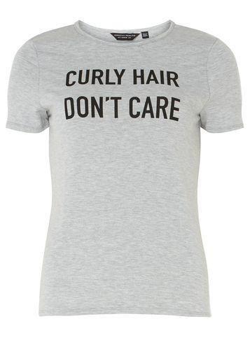 Dorothy Perkins Grey 'curly Hair Don't Care' Slogan T-shirt