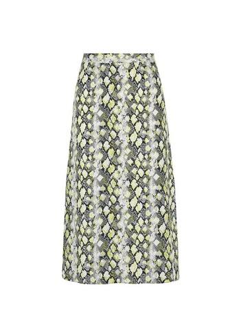 Dorothy Perkins Petite Lime Snake Print Midi Skirt
