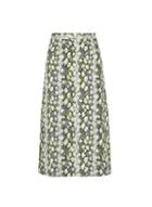 Dorothy Perkins Petite Lime Snake Print Midi Skirt