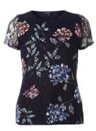 Dorothy Perkins Navy Floral Lace T-shirt