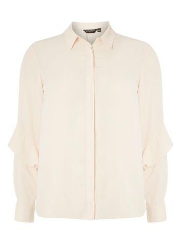 Dorothy Perkins Champagne Ruffle Sleeve Shirt