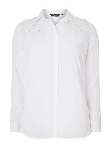 Dorothy Perkins White Plain Embellished Shirt