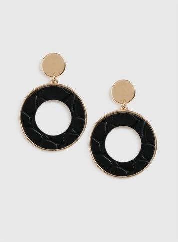 Dorothy Perkins Black Crocodile Design Drop Earrings