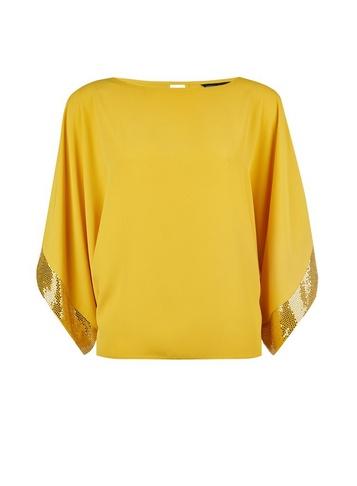 Dorothy Perkins Lime Sequin Cuff Batwing Top