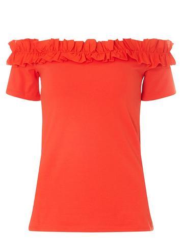 Dorothy Perkins Orange Woven Trim Bardot Top