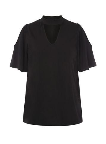 Dorothy Perkins Black Cold Shoulder Choker Top
