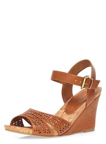 Dorothy Perkins Wide Fit 'tan Walk' Wedges
