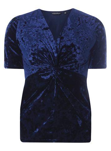 Dorothy Perkins Navy Velvet Twist Front Top
