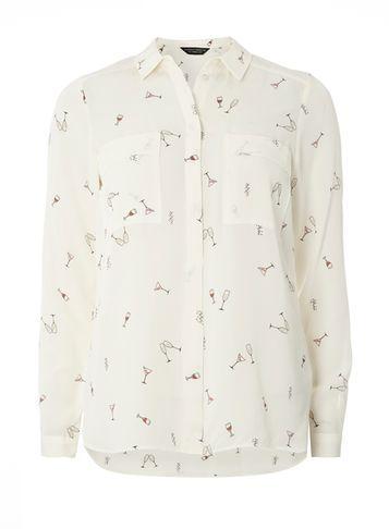 Dorothy Perkins Multi Cocktail Glass Print Shirt