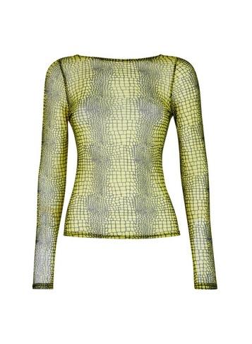 *lola Skye Green Animal Print Scoop Top