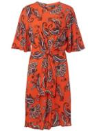 Dorothy Perkins *tall Red Paisley Print Fit And Flare Dress