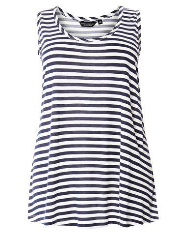 Dorothy Perkins Dp Curve Stripe Voop Top Navy