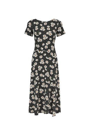 Dorothy Perkins Black Daisy Print Midi Skater Dress
