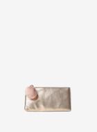 Dorothy Perkins Gold Metallic Zip Top Pom Pom Pouch