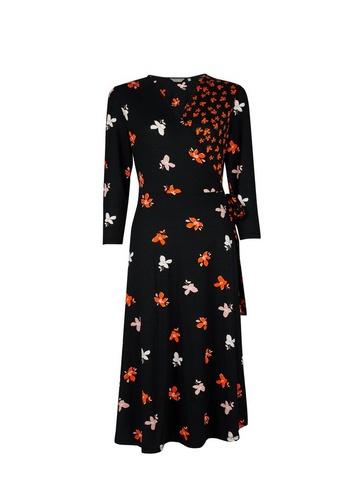 Dorothy Perkins Petite Black Mix And Match Print Wrap Dress