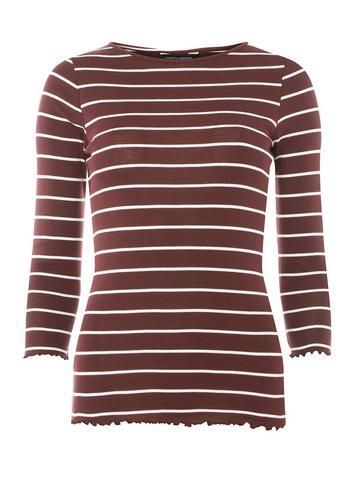 Dorothy Perkins Berry Striped Frill Trimmed Top