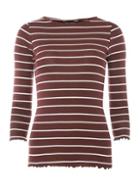 Dorothy Perkins Berry Striped Frill Trimmed Top