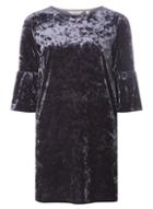 Dorothy Perkins Petite Grey Velvet Frill Sleeve Dress