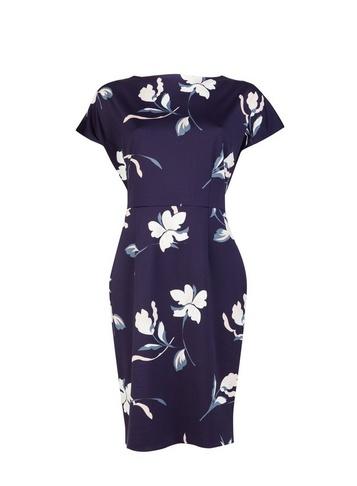 *lily & Franc Navy Floral Print Scuba Dress