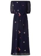 Dorothy Perkins Petite Navy Bird Embroidered Maxi Dress