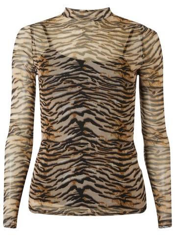 Dorothy Perkins Neutral Tiger Print Mesh High Neck Top