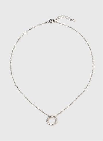 Dorothy Perkins Silver Short Crystal Necklace