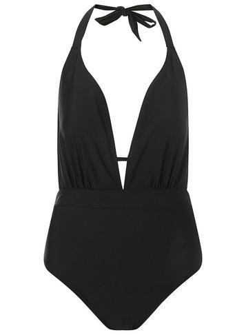 Dorothy Perkins *dp Beach Black Plain Plunge Swimsuit