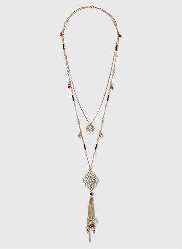 Dorothy Perkins Filigree Two Row Long Necklace