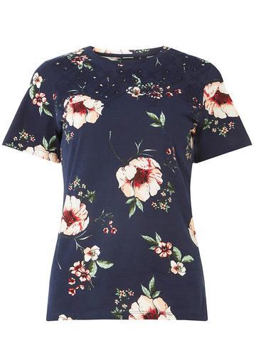 Dorothy Perkins Navy Cotton Floral Print T-shirt