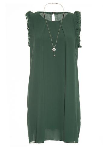 Dorothy Perkins *quiz Green Frill Shoulder Shift Dress