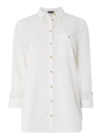 Dorothy Perkins *tall Ivory Curved Hem Poplin Twill Shirt
