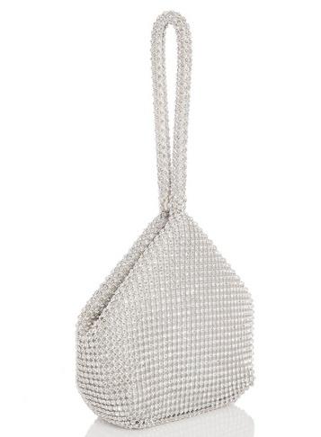 *quiz Silver Diamante Pouch Bag