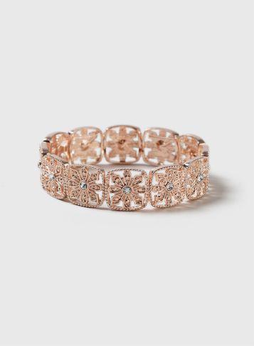 Dorothy Perkins Rose Gold Flower Stretch Bracelet