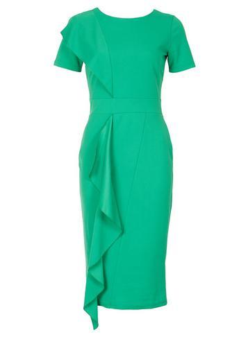 Dorothy Perkins *feverfish Jade Frill Crepe Bodycon Dress