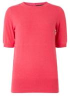 Dorothy Perkins Raspberry Faux-pearl Button Knitted T-shirt