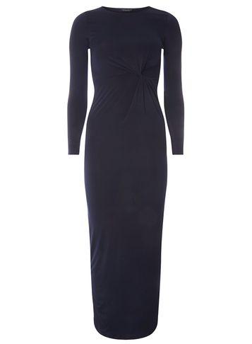 Dorothy Perkins Navy Ruched Side Knot Maxi Dress