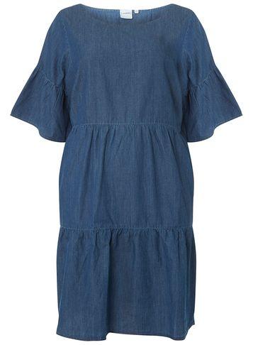 Dorothy Perkins *juna Rose Curve Blue 1/2 Sleeve Denim Shift Dress