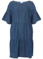 Dorothy Perkins *juna Rose Curve Blue 1/2 Sleeve Denim Shift Dress