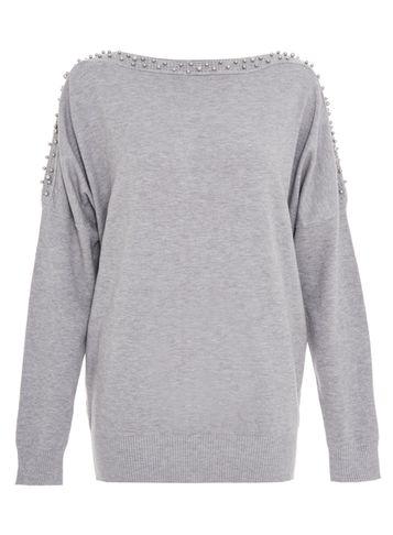 Dorothy Perkins *quiz Grey Diamante Sleeve Jumper