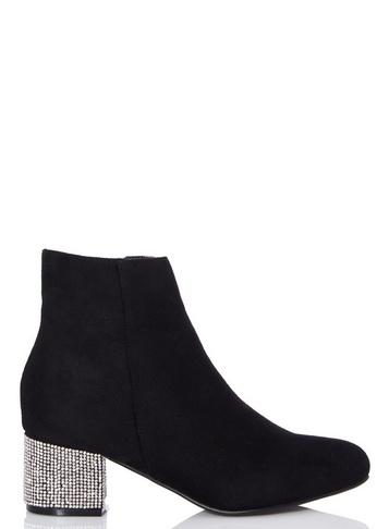 Dorothy Perkins *quiz Black Diamante Heel Ankle Boots