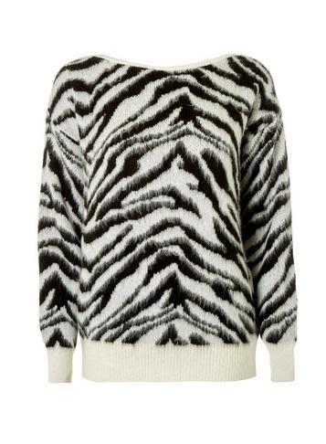 Dorothy Perkins Monochrome Brushed Zebra Print Jumper