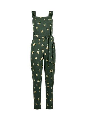 Dorothy Perkins Petite Khaki Ditsy Floral Print Jumpsuit