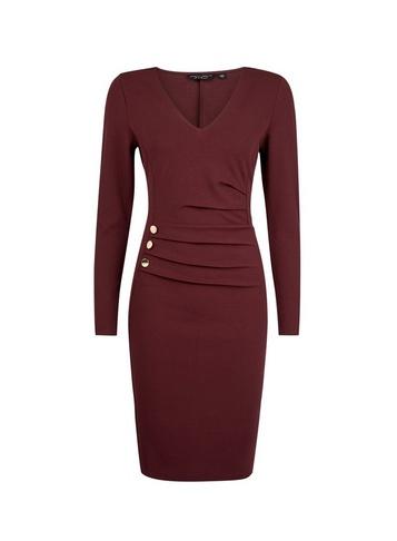 Dorothy Perkins *oxblood Button Bodycon Dress