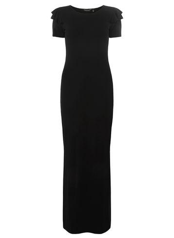 Dorothy Perkins Black Frill Sleeve Jersey Maxi Dress