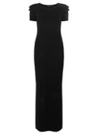 Dorothy Perkins Black Frill Sleeve Jersey Maxi Dress