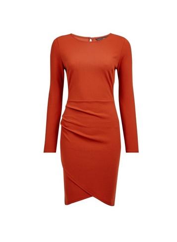 Dorothy Perkins *rust Wrap Skirt Bodycon Dress