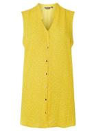 Dorothy Perkins *tall Yellow Spotted Sleeveless Shirt