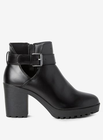 Dorothy Perkins Wide Fit Black Pu Aminnie Boots
